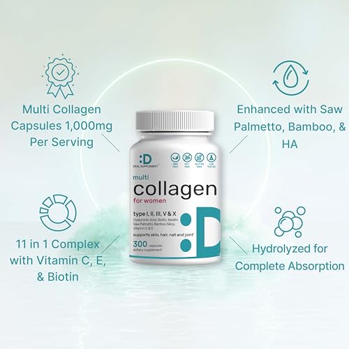 Women's Multi-Collagen with Vitamin C, E, Biotin - 300 Capsules