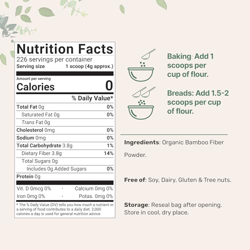 2lbs Organic Bamboo Fiber Powder for Low Carb Baking