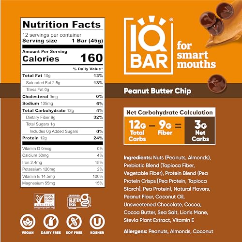 IQBAR Brain and Body Protein Bars - Peanut Butter Chip