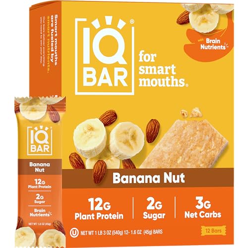 IQBAR Banana Nut Keto - 12-Count Low Carb Meal Replacement Bars