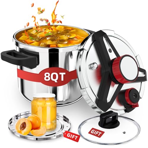 8-Quart Induction Compatible Keto Pressure Cooker with Accessories