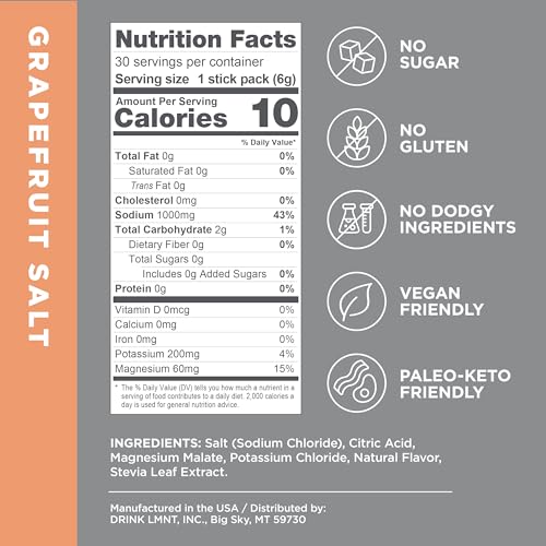 Keto Electrolyte Drink Mix | Paleo Hydration | Grapefruit Flavor | 30 Sticks