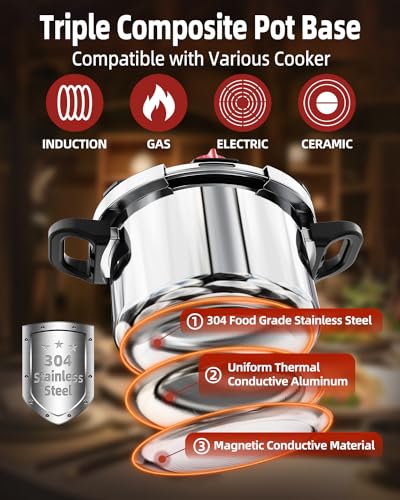 8-Quart Induction Compatible Keto Pressure Cooker with Accessories