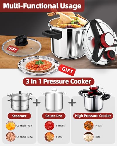 8-Quart Induction Compatible Keto Pressure Cooker with Accessories