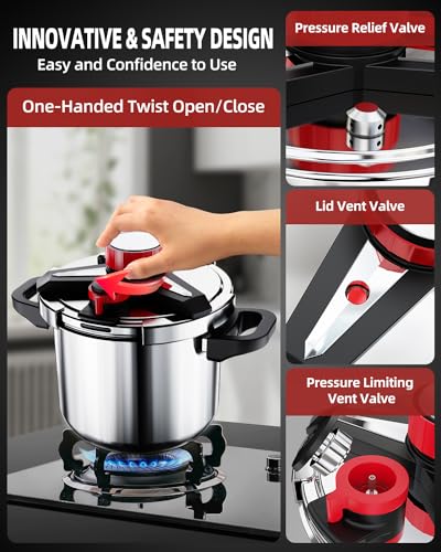 8-Quart Induction Compatible Keto Pressure Cooker with Accessories