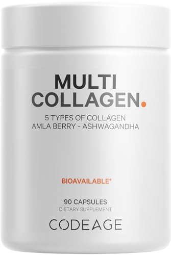 Codeage Multi Collagen Peptides Capsules with Ashwagandha, 90 Count