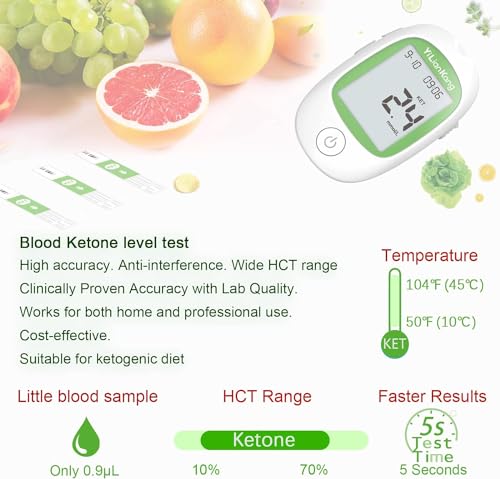 YiLianKang Blood Ketone Meter Kit with 15 Strips