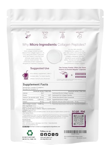 Collagen Peptides Powder: Type I, II, III,V,X - Keto Friendly