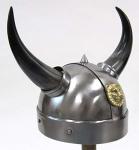 Viking Warrior Helmet with Horns and Brass Trim