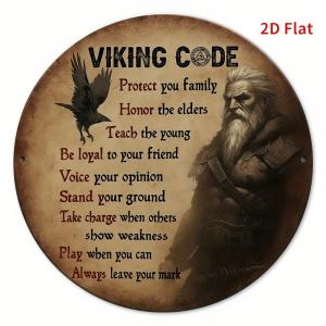 Viking Code Tin Metal Wall Art Sign 8x8