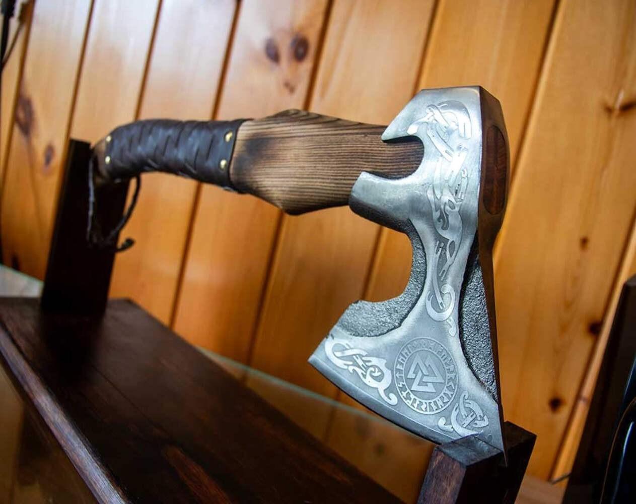 Hand Forged Viking Axe with Leather Sheath