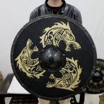24" Wooden Viking Shield with Metal Fittings