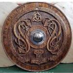 Viking Runic Wooden Shield 24 Inch Battle-Ready