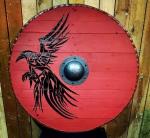 Viking Round Wooden Shield with Phoenix Design 30