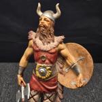 Viking Warrior Figurine with Shield and Axe