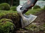 Viking Axe with Engraved Blade and Leather Sheath