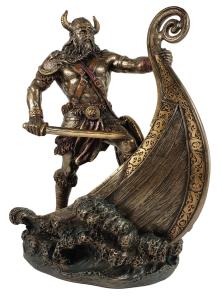 Viking Warrior Bronze Statue on Ship Prow