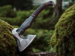 Viking Axe with Engraved Blade and Leather Sheath
