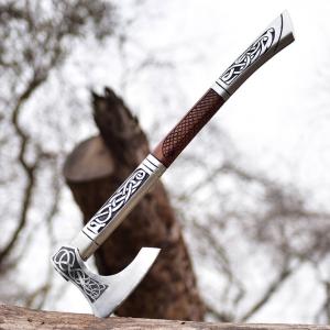Viking Axe with Engraved Wooden Handle Gift