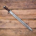 Viking Handmade Damascus Short Sword with Sheath
