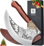 Viking Ulu Knife Pizza Cutter with Wooden Handle