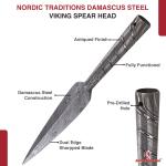 Viking Leaf-Shaped Hand-Forged Damascus Spear Head