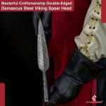 Viking Leaf-Shaped Hand-Forged Damascus Spear Head