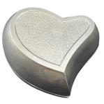 Heart-Shaped Silver Jewelry Box with Blue Lining