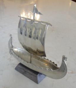 Vintage Haugurd Norway Pewter Viking Longboat