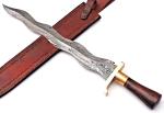 Hand Forged Flamberge Damascus Sword for Warriors