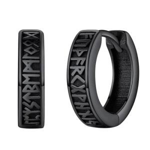 Black Viking Runes Hoop Earrings for Everyone