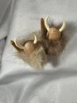Danish Wood and Fur Viking Figurines with Horns