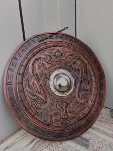 24" Viking Shield - Handmade Wood and Metal