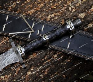 Damascus Steel Viking Valhalla Sword with Sheath