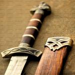Damascus Steel Viking Sword with Wooden Scabbard