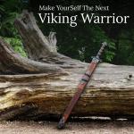 Damascus Steel Viking Sword with Wooden Scabbard