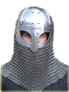 Viking Helmet 18G Steel Chainmail Home Decor