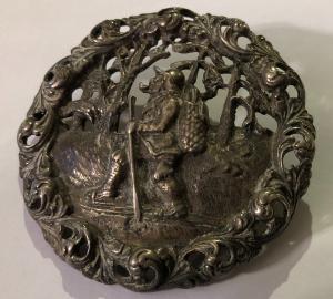 Norwegian Silver Skier Brooch with Nørsk Design