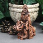 Freyr Wood Finish Statue - Norse Harvest God Figurine