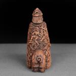 Freyr Wood Finish Statue - Norse Harvest God Figurine