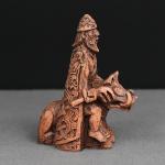 Freyr Wood Finish Statue - Norse Harvest God Figurine