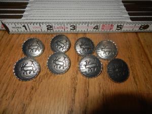 Set of 8 Vintage Norwegian Pewter Buttons