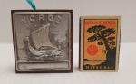 Norwegian Viking Ship Matchbox Holder with Pewter Face