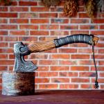Viking Battle Axe with Valknut Design and Sheath