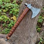 Hand Forged Damascus Steel Viking Smoking Pipe Axe