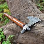 Hand Forged Damascus Steel Viking Smoking Pipe Axe