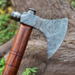 Hand Forged Damascus Steel Viking Smoking Pipe Axe