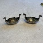 David Andersen Viking Ship Salt Cellars - Pair
