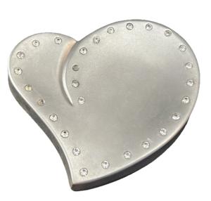Heart-Shaped Silver Jewelry Box with Blue Lining