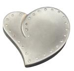 Heart-Shaped Silver Jewelry Box with Blue Lining